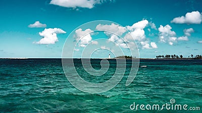 Ocean View of Lighthouse in the Bahamas Stock Photo