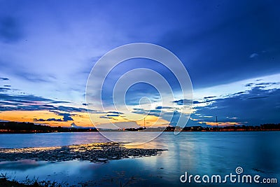 Beautiful twilight over the lagoon. Stock Photo