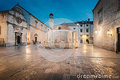 Historic town of Dubrovnik at twilight, Dalmatia, Croatia Stock Photo