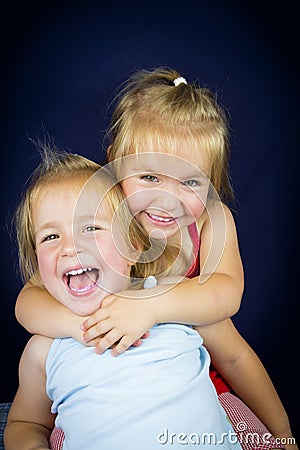 Beautiful twin little girls Stock Photo