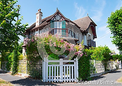 Beautiful typical house in Cabourg, Lower Normandy, France Editorial Stock Photo