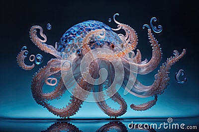 Beautiful underwater octopus in the sea with lovely dramatic lighting Stock Photo
