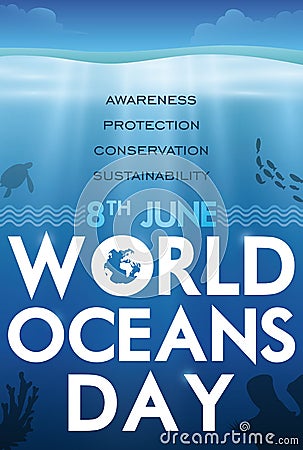 Beautiful Underwater View to Commemorate World Oceans Day, Vector Illustration Vector Illustration