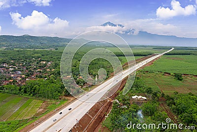 Beautiful Ungaran toll road with mountain background Stock Photo