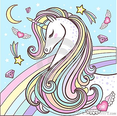 A beautiful unicorn. Vector illustration Vector Illustration