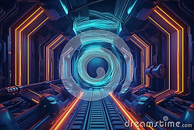 Beautiful, unique, AI-generated sci-fi image with macro perspective of purple-red stained paper fragment. Geometric shapes, Stock Photo