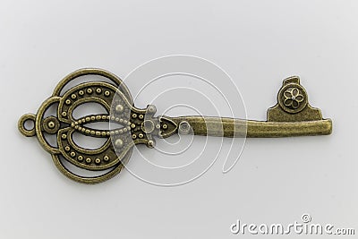 Beautiful Unique Antique Metal Key Stock Photo
