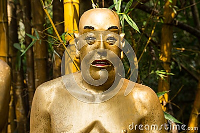 Beautiful unique buddha statue close shot, looking at the camera Editorial Stock Photo