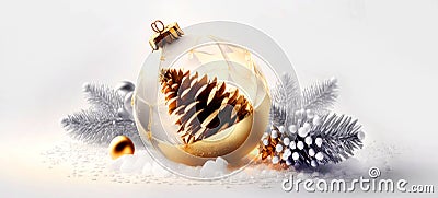 Beautiful unusual christmas ball of glass with decoration. Christmas greeting in a modern way. Generative AI Stock Photo