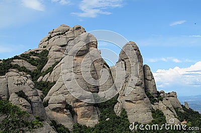 Beautiful unusual shaped mountain rock formations of Montserrat, Spain Stock Photo