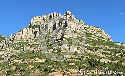 Beautiful unusual shaped mountain rock formations of Montserrat, Spain Stock Photo