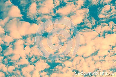 Beautiful unusual sky texture. small clouds tinted in pink color Stock Photo