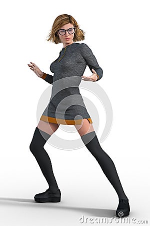 Render of a pretty female urban fantasy young adult style character Stock Photo