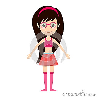 Beautiful vector cartoon fashion girl. Vector Illustration