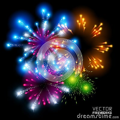 Beautiful Vector Fireworks Vector Illustration