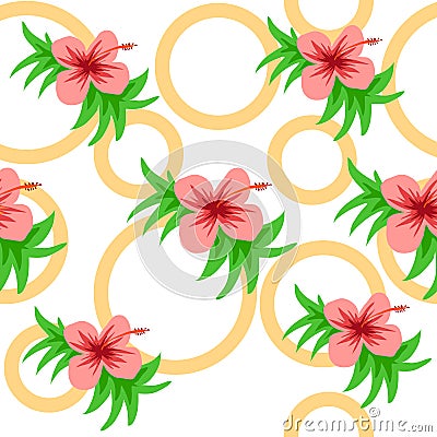 Beautiful vector flower pattern with leaf on white background Vector Illustration