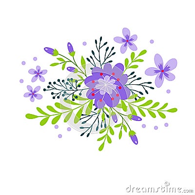 Cute Bouquet of Decorative flower Cartoon Illustration