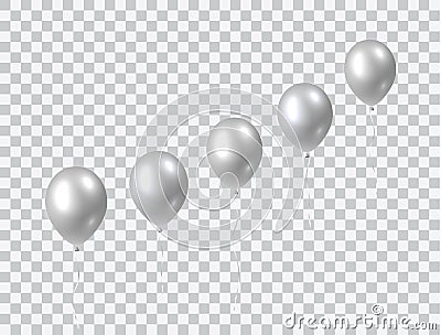 Beautiful vector growth chart in shape of silver realistic party balloons flying up Vector Illustration