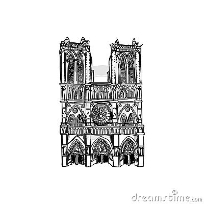 Beautiful vector hand drawn vintage france architecture Illustration. Vector Illustration