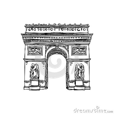 Beautiful vector hand drawn vintage france architecture Illustration. Vector Illustration