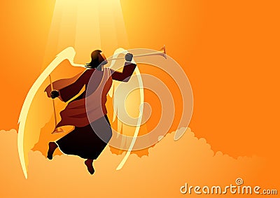 Angel blowing trumpet Vector Illustration