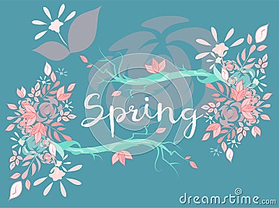 Beautiful vector lettering on spring season Vector Illustration