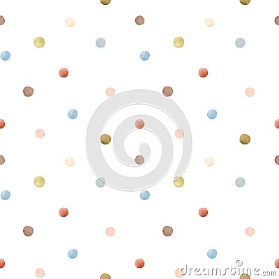 Beautiful vector seamless pattern with hand drawn watercolor dots. Vector Illustration