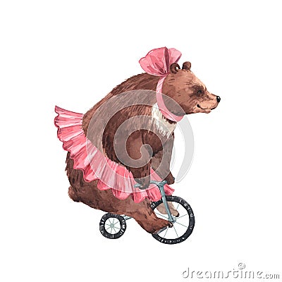 Watercolor vector circus bear Vector Illustration