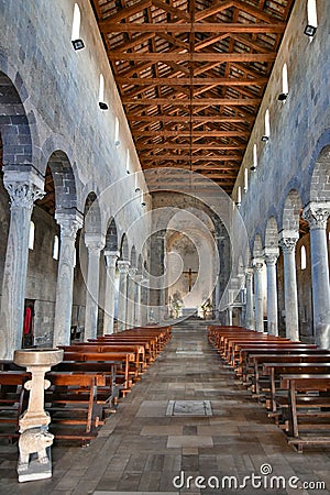 Beautiful vertical view of the interior of the cathedral in Caserta Editorial Stock Photo