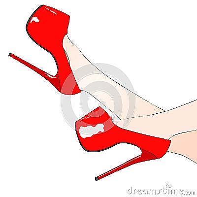 Red shoes for a sensual and seductive woman Stock Photo