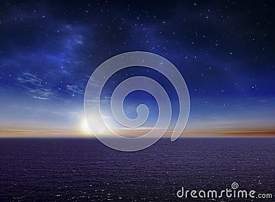 Beautiful Vibrant Ocean night sky Stock Photo