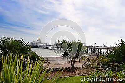 Beautiful Victorian pier seen from garden. Stock Photo