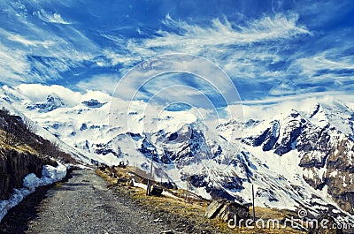 Beautiful view of Alps mountains. Spring in National Park Hohe Tauern, Austria. Stock Photo