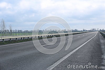 View of asphalt highway without transport Stock Photo