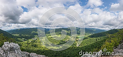 Panoramic view from atop Seneca Rocks in West Virginia Stock Photo