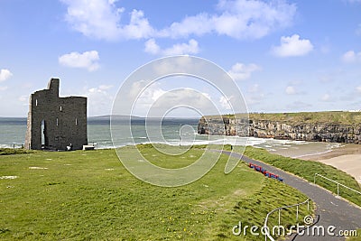 Beautiful view of Ballybunion cliffs castle and beach Stock Photo