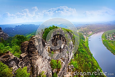 Beautiful view of Bastei rocks, Sachsische Schweiz Stock Photo