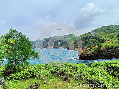 Beautiful view beach and sea in indonesia east java Stock Photo