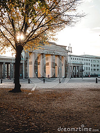 Beautiful view of the Brandenburg Gate facade in Berlin Editorial Stock Photo