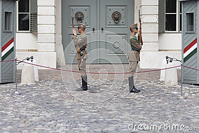 Budapest Parliament change guard national Editorial Stock Photo