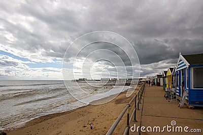 Beautiful view of Calshot Beach under a cloudy sky in Southampton, UK Stock Photo