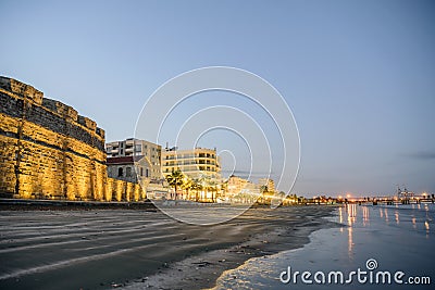 Beautiful view of the Castle and beach in Larnaka, Cyprus Stock Photo