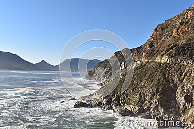 Beautiful view from Chapmans Peak Drive at sunset in Cape Town, South Africa Stock Photo