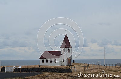 Beautiful View of a Church in Hellnar Iceland Stock Photo