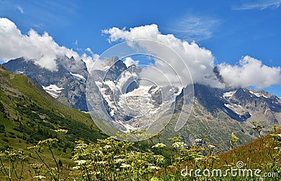 Beautiful view from Col du Lautaret, France Stock Photo