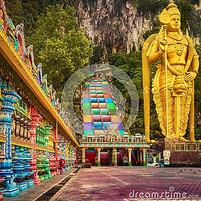 Colorful stairs of Batu caves. Malaysia Stock Photo