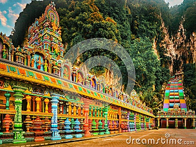 Colorful stairs of Batu caves. Malaysia Stock Photo