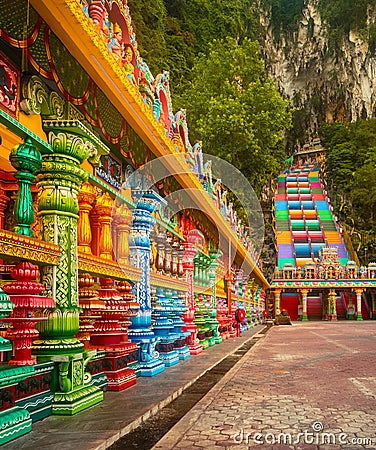 Colorful stairs of Batu caves. Malaysia Stock Photo