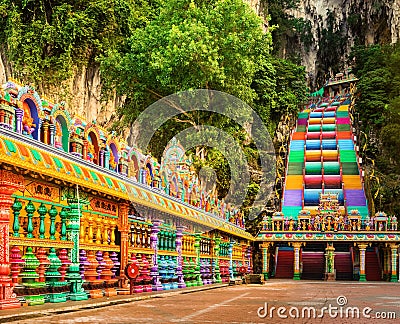 Colorful stairs of Batu caves. Malaysia Stock Photo