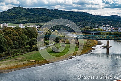 Beautiful view of decin city from pastyrska stena rock Stock Photo